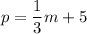 \displaystyle p=\frac{1}{3}m+5