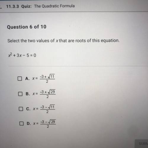 Please help! quadratic formulas