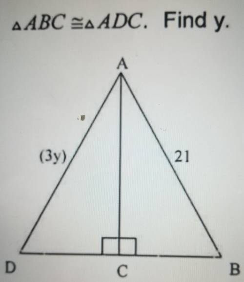 Please helpABC = ADC . Find y.​