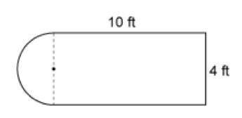 This figure consists of a rectangle and a semicircle.

What is the AREA of the figure?
Question 9