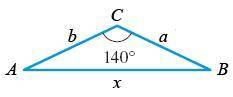 Use the Law of Cosines to determine the indicated side x. (Assume a = b = 20. Round your answer to