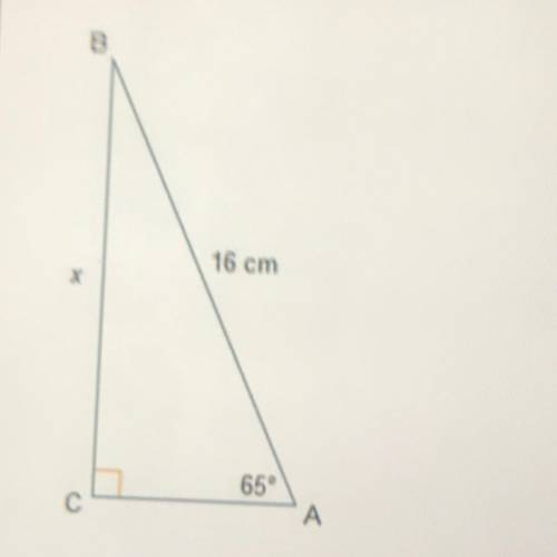 What is the length of BC? round to the nearest tenth.

a) 6.8cm
b) 7.5cm
c) 14.5cm
d) 17.7cm