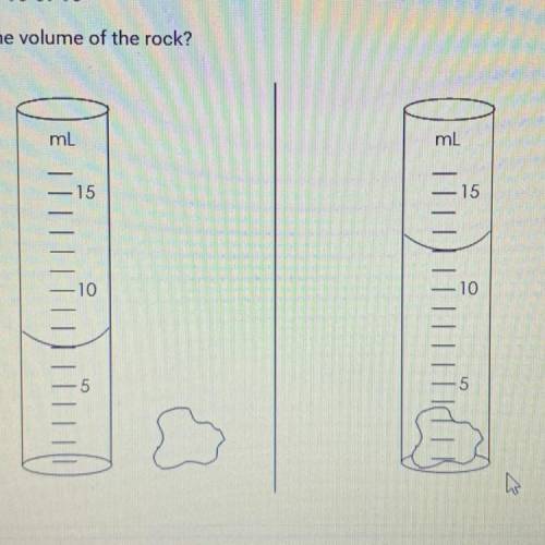 What is the volume of the rock? A. 7 cm3

B. 12 cm3
C. 19 cm3
D. 5 cm3