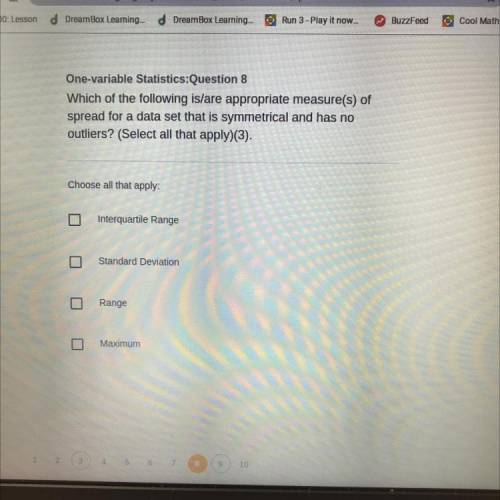 Which of the following is/are appropriate measure(s) of

spread for a data set that is symmetrical