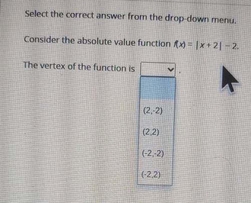 Select the correct answer from the drop-down menu. Consider the absolute value function Ax) = x+2–