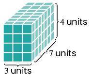 Which expression can be used to represent the volume of this prism?

10 × 4 units³
21 × 4 units³
3