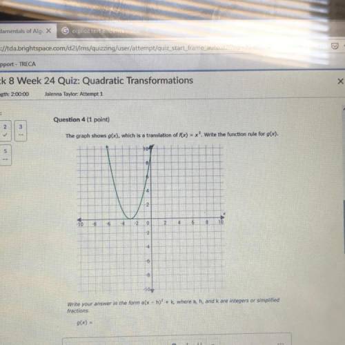 Write your answer in the form a(x-h)? + k, where a, h, and k are integers or simplified

fractions