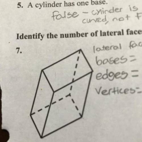 What is the number of lateral faces, bases, edges, and vertices? Pls I need this ASAP