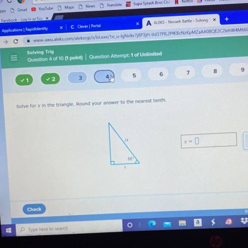 *
solve for x in the triangle . round your answer to the nearest tenth 
help please