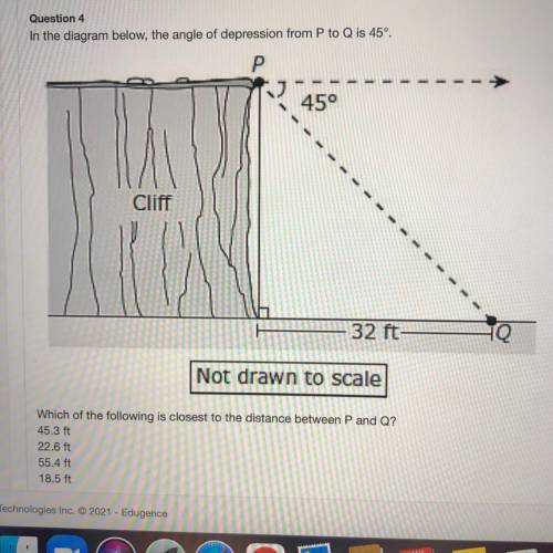 Which of the following is closest to the distance between P and Q?