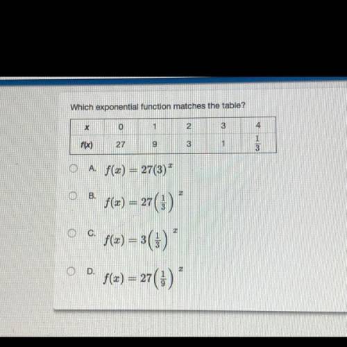 Help asap!!! 
exponential function matching table..?