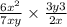 \frac{6x {}^{2} }{7xy}  \times  \frac{3y3}{2x}