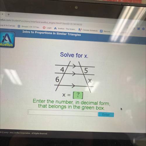 Solve for x.
4.
5
6
X
X=
= [?]