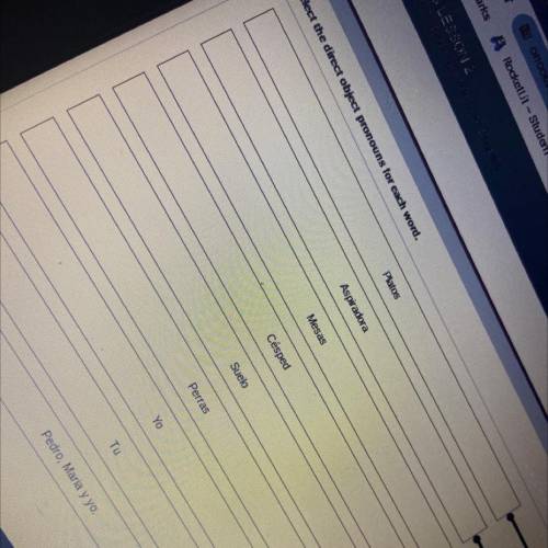 Select the direct object pronouns for each word.