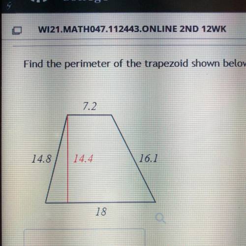 36 points! Find the perimeter of the trapezoid shown below