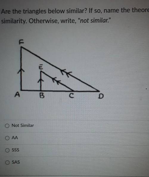 Help me decide if the similar shapes are AA, SSS, SAS, or not similar(DONT MAKE UP)​