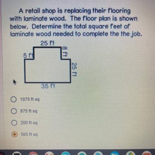 A retail shop is replacing the flooring with laminated wood. The floorplan is shown below. Determin