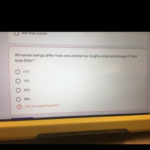 All human beings differ from one another by roughly what percentage of their total DNA?