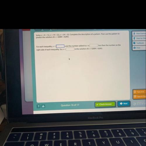 Solve x + 4 > 12, x + 14 > 22,x + 24 > 32. Complete the description of a pattern. Then use