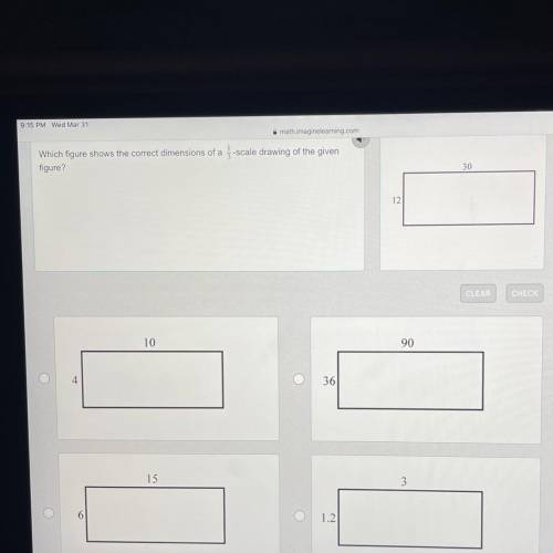 9:14 PM Wed Mar 31

math imaginearning.com
Which figure shows the correct dimensions of a scale dr