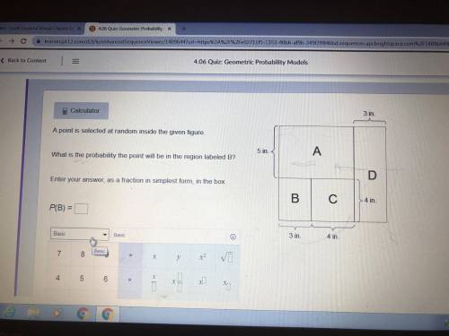 A point is selected at random inside the given figure. what is the probability the point will be in