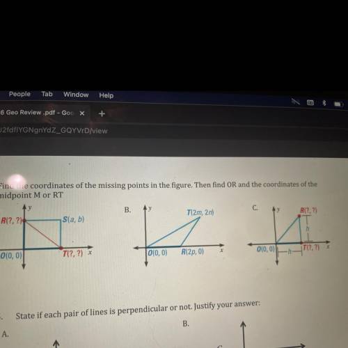 4. Find the coordinates of the missing points in the figure. Then find OR and the coordinates of th