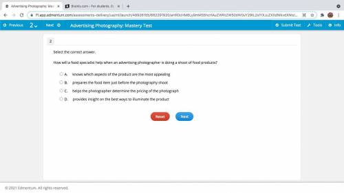 Select the correct answer.

How will a food specialist help when an advertising photographer is do