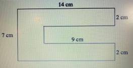 Identify the area of the composite shape.

71 cm squared
98 cm squared
34 cm squared
56 cm squared