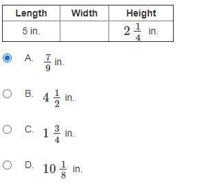 The volume of a rectangular prism is 50 5/8 cubic inches.

The dimensions are given below.
What is