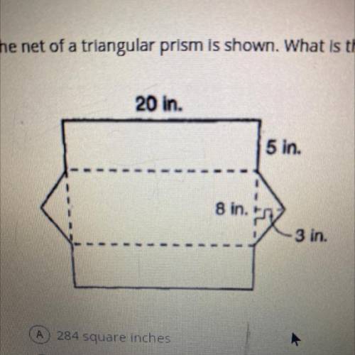 HELP ASAP

the net of a triangular prism is shown. What is the surface area of the triangular pris