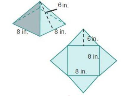 What is the surface area of the pyramid?

A. 160 square inchesB. 188 square inchesC. 224 square in