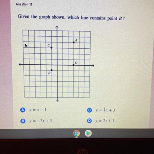 (HELP ASAP ITS A TEST) Given the graph shown, which line contains point B?