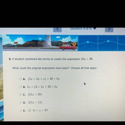 Which expressions apply to 15x+39?