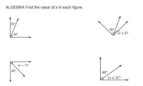 WILL GIVE BRAINIEST!!! Find the measure of x in each of these figures