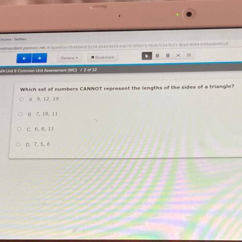 Which set of numbers cannto represent the lengths of the sides of a triangle?