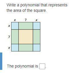 Write a polynomial that represents the area of the square.