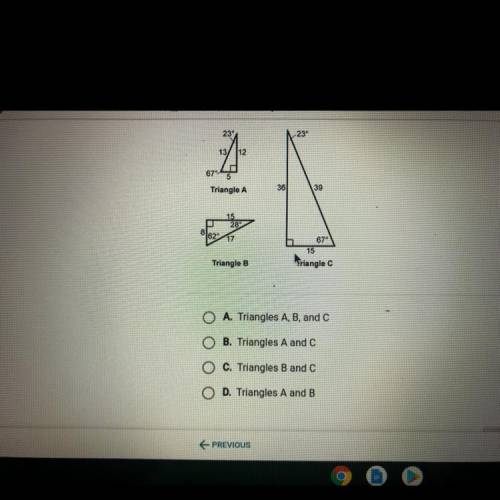 Which triangles are similar?