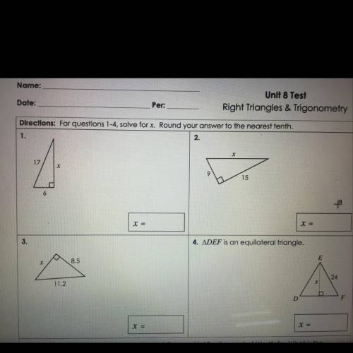 Solve for X. Round your answer to the nearest tenth.