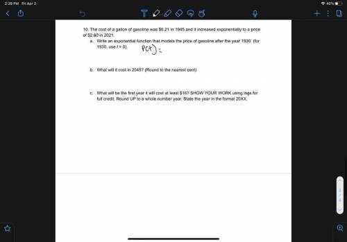 Will Someone please solve 10a - 10c. I need help with them and don't know how to solve it. Please a