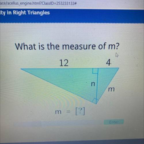 What is the measure of m?
12
4.
n
m
m = [?]
Please help!