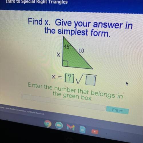 Find x. Give your answer in
the simplest form.