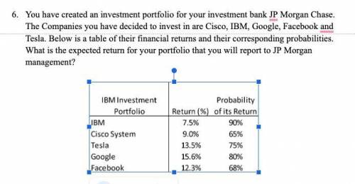 What is the expected return for your portfolio that you will report to JP Morgan management?
