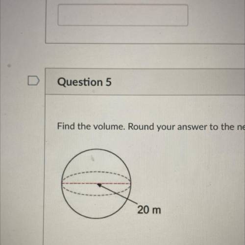 Find the volume of the sphere radius is 20 meters