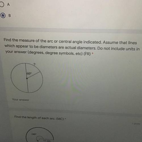 Find the measure of the arc or central angle indicated. Assume that lines which appear to be diamet