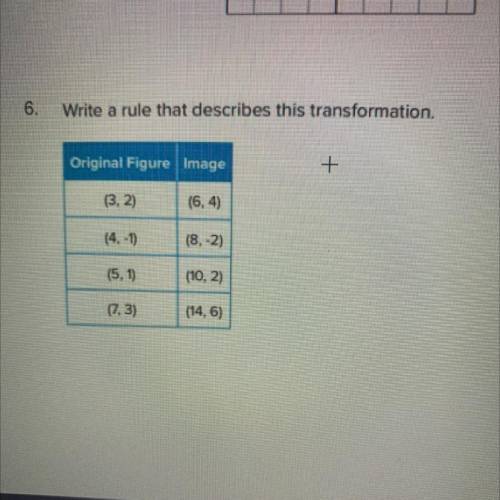 6.

Write a rule that describes this transformation.
Original Figure Image
(3, 2)
(6,4)
(8,-2)
(5,