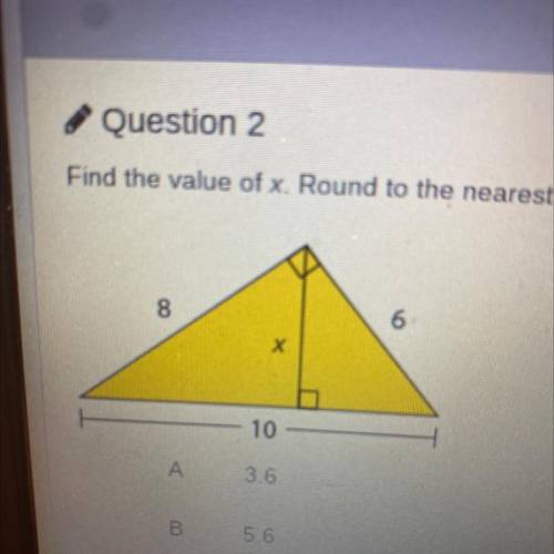 Find the value of x round to the nearest tenth if necessary