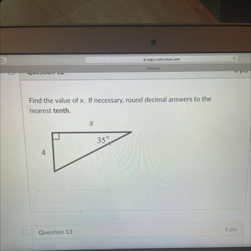 Find the value of x in the picture below. (round to nearest tenth if needed) THANK YOU FOR HELPING