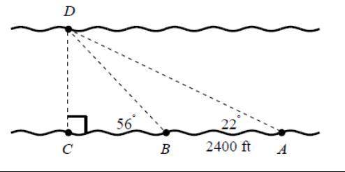 15 POINTS! PLEASE HELP!

To measure the distance across a wide river surveyors use a technique of