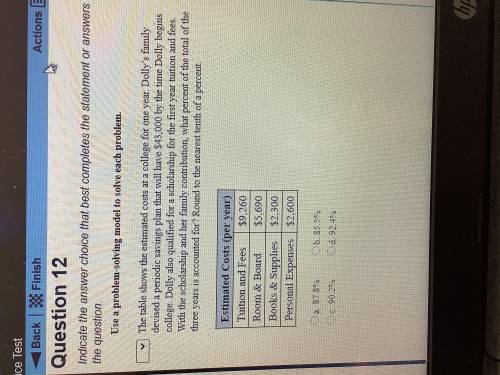 PLEASE HELP ANSWER THIS ASAP!

The table shows the estimated costs at a college for one year. Doll