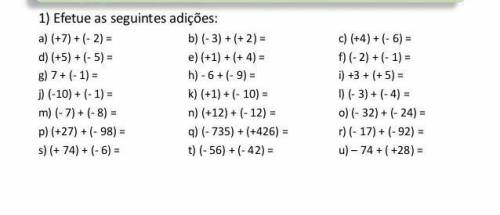 1-Efetue as seguintes adições.
(Ajuda por favor)